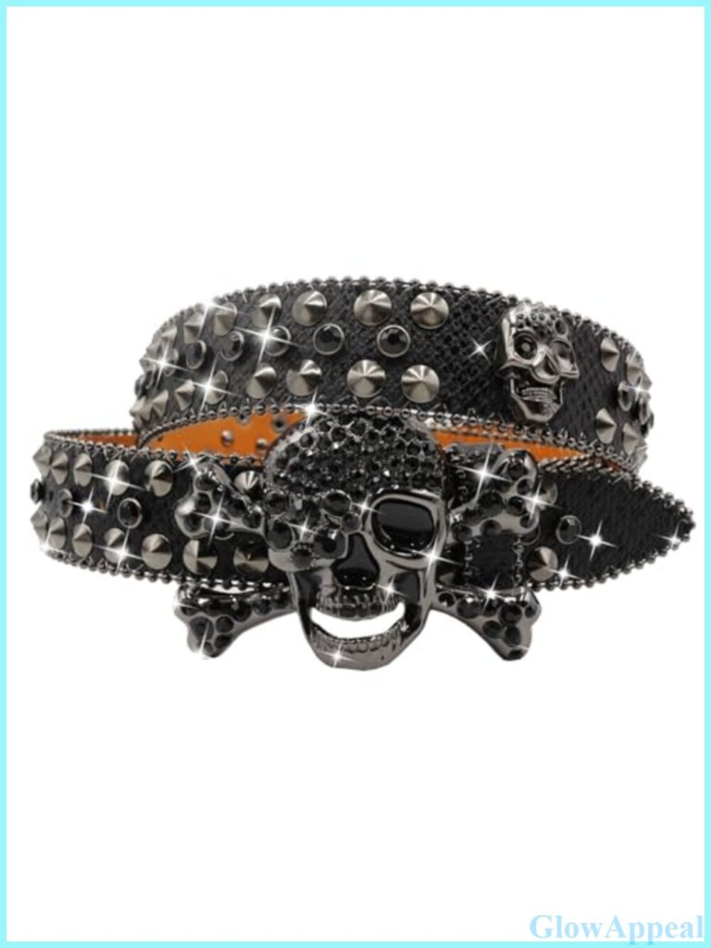 Rhinestone Skull Studded Belt Punk Y2K Style Eco-Friendly Leather